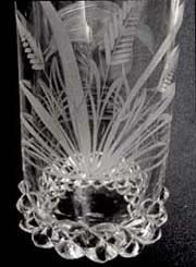 Ripley Glass Pavonia Water Goblet Pineapple Stem Clear Etch EAPG 6 7/8" T ca1880