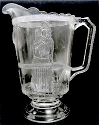 RARE Antique EAPG era Large Clear Glass Pitcher with Ribbed Handle made in  New Hampshire USA water lemonade milk Table Pitcher Tableware