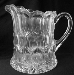 RARE Antique EAPG era Large Clear Glass Pitcher with Ribbed Handle made in  New Hampshire USA water lemonade milk Table Pitcher Tableware